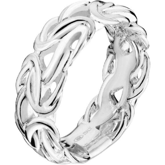 925 Sterling Silver Italian Byzantine Band Ring for Women Size 8 Made in Italy